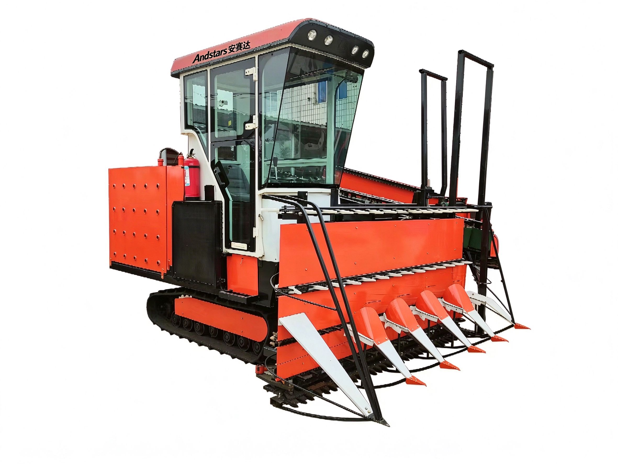 Reed harvester cab configuration