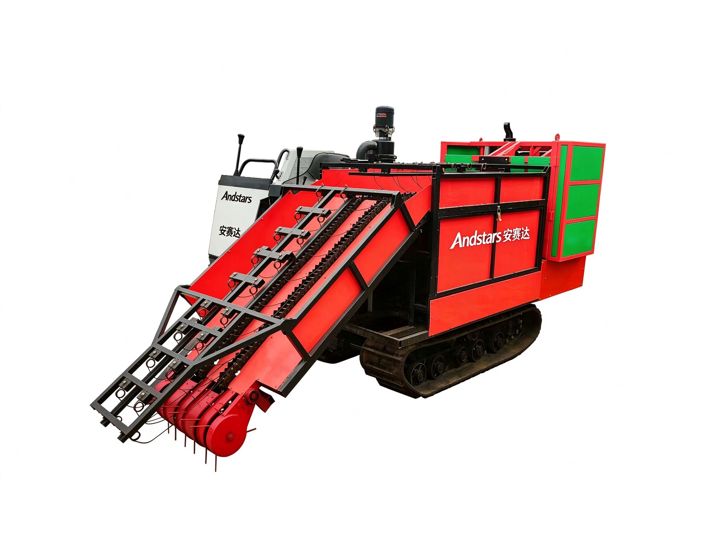 Tracked reed harvesting machine
